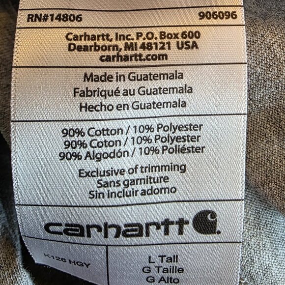 NWOT CARHARTT ( LG TALL ) Heather Grey Loose Fit Midweight L/S Pocket T-Shirt - Picture 7 of 7